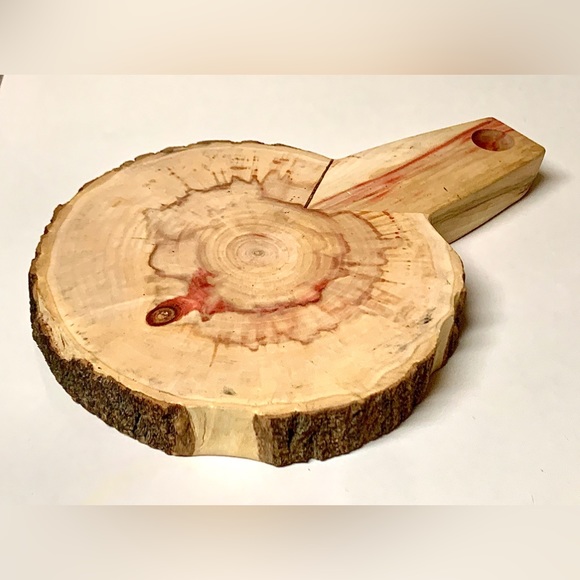 Raw Edge Live Wood Hand Crafted FLAMING BOX ELDER Handled Hot Pot Pad - Picture 2 of 14